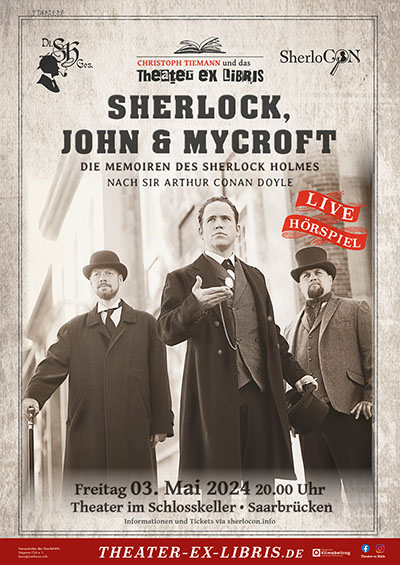 Christoph Tiemann und das Theater ex libris: Live-Hörspiel "Sherlock, John & Mycroft" auf der SherloCON 2024