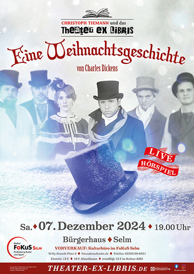 Theater ex libris  Eine Weihnachtsgeschichte nach Charles Dickens (Live-Hörspiel mit Musik) Bürgerhaus Selm