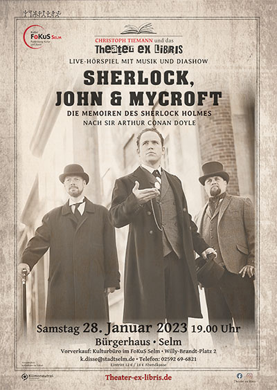 Bürgerhaus Selm 2022: Christoph Tiemann & das Theater ex libris - SHERLOCK, JOHN & MYCROFT