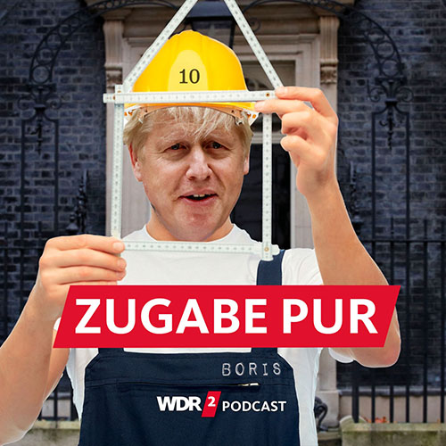 Satirische Fotomontage: Boris Johnson steht mit Blaumann und Schutzhelm vor der Downing Street Nr. 10 (Quelle: WDR)